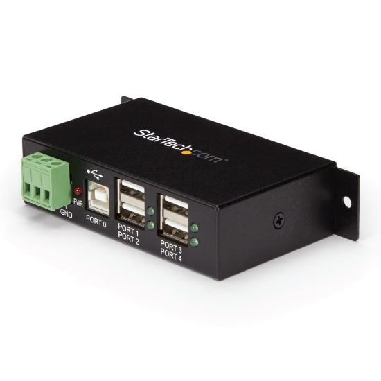 Picture of StarTech.com 4-Port USB 2.0 Hub - Metal Industrial USB-A Hub - Din Rail, Wall or Desk Mountable USB Data Hub - TAA Compliant USB Expander Hub