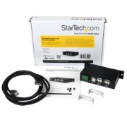 Picture of StarTech.com 4-Port USB 2.0 Hub - Metal Industrial USB-A Hub - Din Rail, Wall or Desk Mountable USB Data Hub - TAA Compliant USB Expander Hub