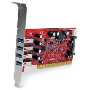 Picture of StarTech.com 4 Port PCI SuperSpeed USB 3.0 Adapter Card with SATA / SP4 Power