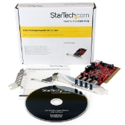 Picture of StarTech.com 4 Port PCI SuperSpeed USB 3.0 Adapter Card with SATA / SP4 Power