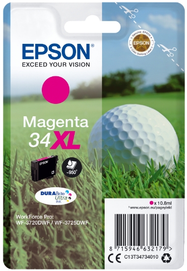 Picture of Epson Golf ball Singlepack Magenta 34XL DURABrite Ultra Ink