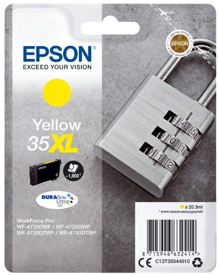Picture of Epson Padlock Singlepack Yellow 35XL DURABrite Ultra Ink