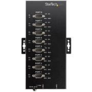 Picture of StarTech.com 8 Port Serial Hub USB to RS232/RS485/RS422 Adapter - Industrial USB 2.0 to DB9 Serial Converter Hub - IP30 Rated - Din Rail Mountable Metal Serial Hub - 15kV ESD Protection