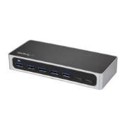 Picture of StarTech.com 7 Port USB C Hub with Fast Charge Port - USB-C to 5x USB-A 2x USB-C (USB 3.0 SuperSpeed 5Gbps) - Self Powered USB 3.2 Gen 1 Type-C Hub w/ Power Adapter - Desktop/Laptop Hub