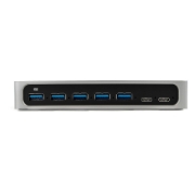 Picture of StarTech.com 7 Port USB C Hub with Fast Charge Port - USB-C to 5x USB-A 2x USB-C (USB 3.0 SuperSpeed 5Gbps) - Self Powered USB 3.2 Gen 1 Type-C Hub w/ Power Adapter - Desktop/Laptop Hub