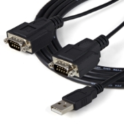 Picture of StarTech.com 6ft (1.8m) 2-Port FTDI USB to Serial RS232 Adapter Cable with COM Retention, USB to RS232 Adapter - TAA