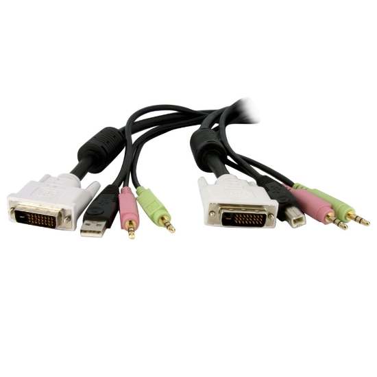 Picture of StarTech.com KVM Cable for DVI and USB KVM Switches with Audio & Microphone - 6ft