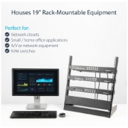 Picture of StarTech.com 2-Post 12U Desktop Server Rack, Small Open Frame 19in Computer Rack, Compact Network Rack for AV / Studio / Data / IT Equipment - Free Standing Two-Post Home/Office Rack