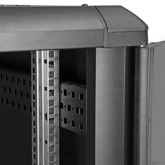 Picture of StarTech.com 4-Post 22U Server Rack Cabinet, Lockable 19" Data Rack Cabinet for Computer / AV / IT Equipment, Office / Home Network Rack with Casters & Adjustable Mounting Rails
