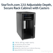 Picture of StarTech.com 4-Post 22U Server Rack Cabinet, Lockable 19" Data Rack Cabinet for Computer / AV / IT Equipment, Office / Home Network Rack with Casters & Adjustable Mounting Rails