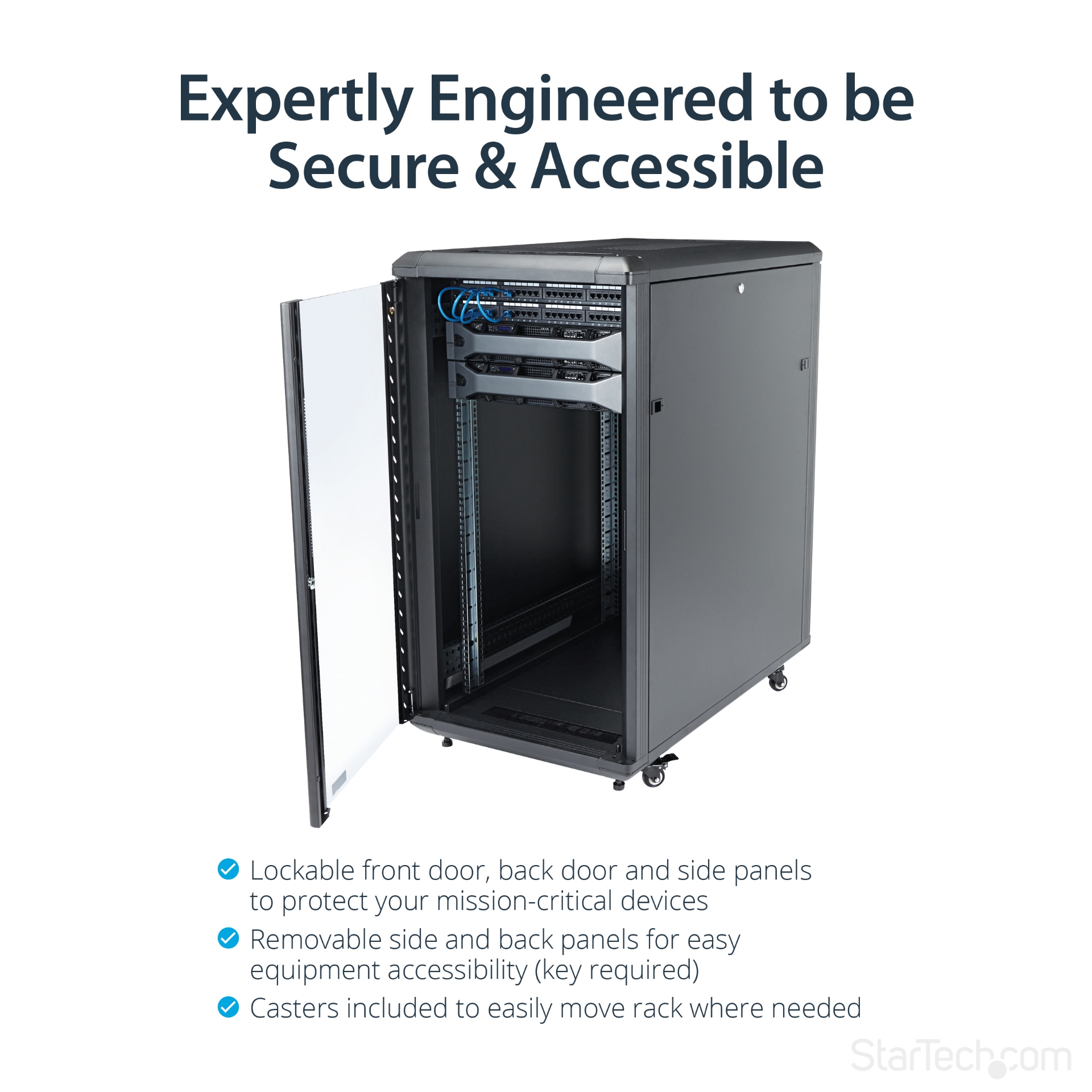 StarTech.com 4-Post 22U Server Rack Cabinet, Lockable 19