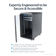 Picture of StarTech.com 4-Post 22U Server Rack Cabinet, Lockable 19" Data Rack Cabinet for Computer / AV / IT Equipment, Office / Home Network Rack with Casters & Adjustable Mounting Rails