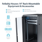 Picture of StarTech.com 4-Post 22U Server Rack Cabinet, Lockable 19" Data Rack Cabinet for Computer / AV / IT Equipment, Office / Home Network Rack with Casters & Adjustable Mounting Rails