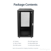 Picture of StarTech.com 4-Post 22U Server Rack Cabinet, Lockable 19" Data Rack Cabinet for Computer / AV / IT Equipment, Office / Home Network Rack with Casters & Adjustable Mounting Rails