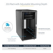 Picture of StarTech.com 4-Post 22U Server Rack Cabinet, Lockable 19" Data Rack Cabinet for Computer / AV / IT Equipment, Office / Home Network Rack with Casters & Adjustable Mounting Rails