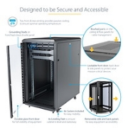 Picture of StarTech.com 4-Post 22U Server Rack Cabinet, Lockable 19" Data Rack Cabinet for Computer / AV / IT Equipment, Office / Home Network Rack with Casters & Adjustable Mounting Rails