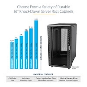 Picture of StarTech.com 4-Post 22U Server Rack Cabinet, Lockable 19" Data Rack Cabinet for Computer / AV / IT Equipment, Office / Home Network Rack with Casters & Adjustable Mounting Rails