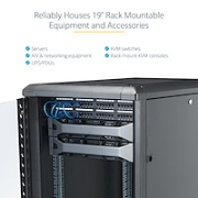 Picture of StarTech.com 4-Post 22U Server Rack Cabinet, Lockable 19" Data Rack Cabinet for Computer / AV / IT Equipment, Office / Home Network Rack with Casters & Adjustable Mounting Rails