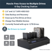 Picture of StarTech.com USB 3.0 / eSATA 6-Bay Hard Drive Duplicator Dock - 1:5 HDD / SSD Cloner and Eraser