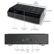 Picture of StarTech.com USB 3.0 / eSATA 6-Bay Hard Drive Duplicator Dock - 1:5 HDD / SSD Cloner and Eraser