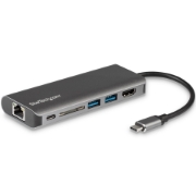 Picture of StarTech.com USB C Multiport Adapter, Portable USB-C Dock to 4K HDMI, 2-pt USB 3.0 Hub, SD/SDHC, GbE, 60W PD Pass-Through - USB Type-C/Thunderbolt 3 - REPLACED BY DKT30CHSDPD1