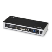 Picture of StarTech.com USB 3.0 Docking Station - Dual Monitor Laptop Docking Station with HDMI & DVI/VGA Video - 6-port USB 3.1 Gen 1 5Gbps Hub, GbE, Audio - Universal Type-A Dock - Windows & Mac