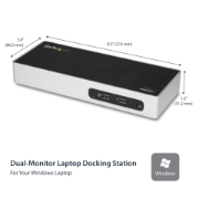 Picture of StarTech.com USB 3.0 Docking Station - Dual Monitor Laptop Docking Station with HDMI & DVI/VGA Video - 6-port USB 3.1 Gen 1 5Gbps Hub, GbE, Audio - Universal Type-A Dock - Windows & Mac