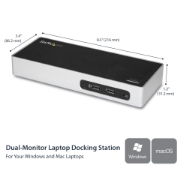 Picture of StarTech.com USB 3.0 Docking Station - Dual Monitor Laptop Docking Station with HDMI & DVI/VGA Video - 6-port USB 3.1 Gen 1 5Gbps Hub, GbE, Audio - Universal Type-A Dock - Windows & Mac
