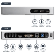 Picture of StarTech.com USB 3.0 Docking Station - Dual Monitor Laptop Docking Station with HDMI & DVI/VGA Video - 6-port USB 3.1 Gen 1 5Gbps Hub, GbE, Audio - Universal Type-A Dock - Windows & Mac