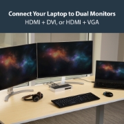 Picture of StarTech.com USB 3.0 Docking Station - Dual Monitor Laptop Docking Station with HDMI & DVI/VGA Video - 6-port USB 3.1 Gen 1 5Gbps Hub, GbE, Audio - Universal Type-A Dock - Windows & Mac