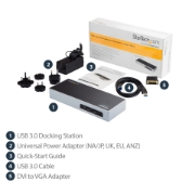Picture of StarTech.com USB 3.0 Docking Station - Dual Monitor Laptop Docking Station with HDMI & DVI/VGA Video - 6-port USB 3.1 Gen 1 5Gbps Hub, GbE, Audio - Universal Type-A Dock - Windows & Mac