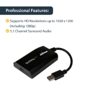 Picture of StarTech.com USB 3.0 to HDMI Adapter - DisplayLink Certified - 1080p (1920x1200) - USB Type-A to HDMI Display Adapter Converter for Monitor - External Video & Graphics Card - Windows/Mac