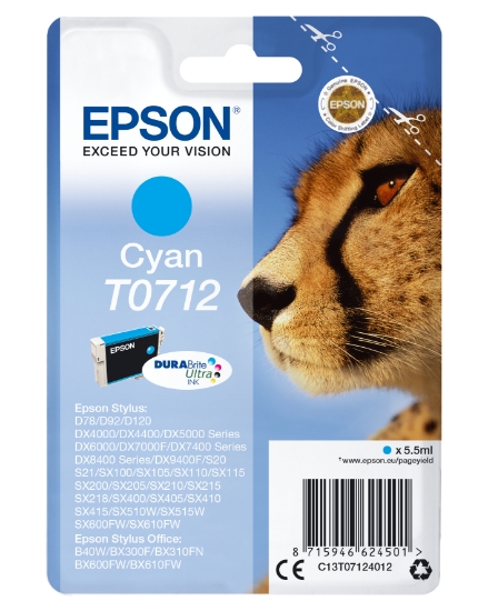 Picture of Epson Singlepack Cyan T0712 DURABrite Ultra Ink