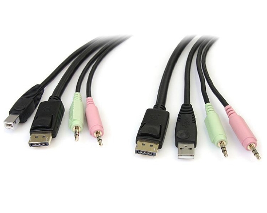 Picture of StarTech.com 6ft 4-in-1 USB DisplayPort KVM Switch Cable w/ Audio & Microphone