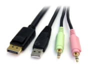 Picture of StarTech.com 6ft 4-in-1 USB DisplayPort KVM Switch Cable w/ Audio & Microphone