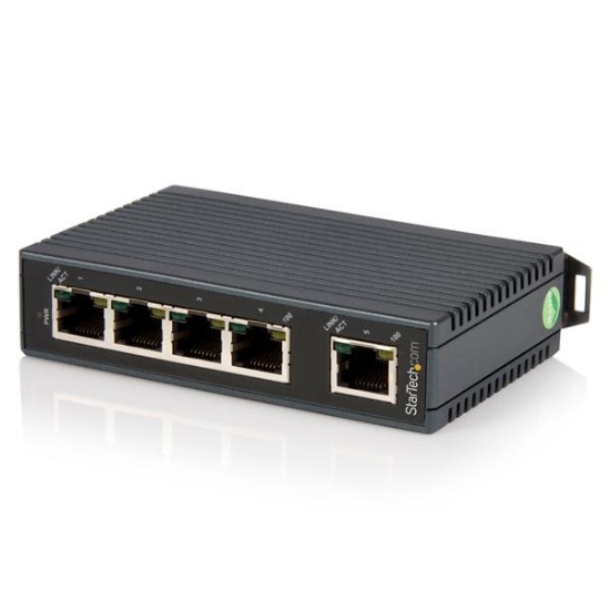 Picture of StarTech.com 5-port industrial Ethernet switch - DIN rail mountable