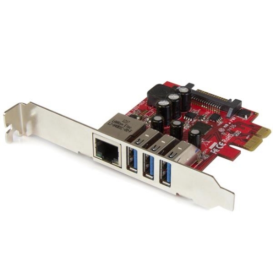 Picture of StarTech.com 3-Port PCI Express USB 3.0 Card + Gigabit Ethernet