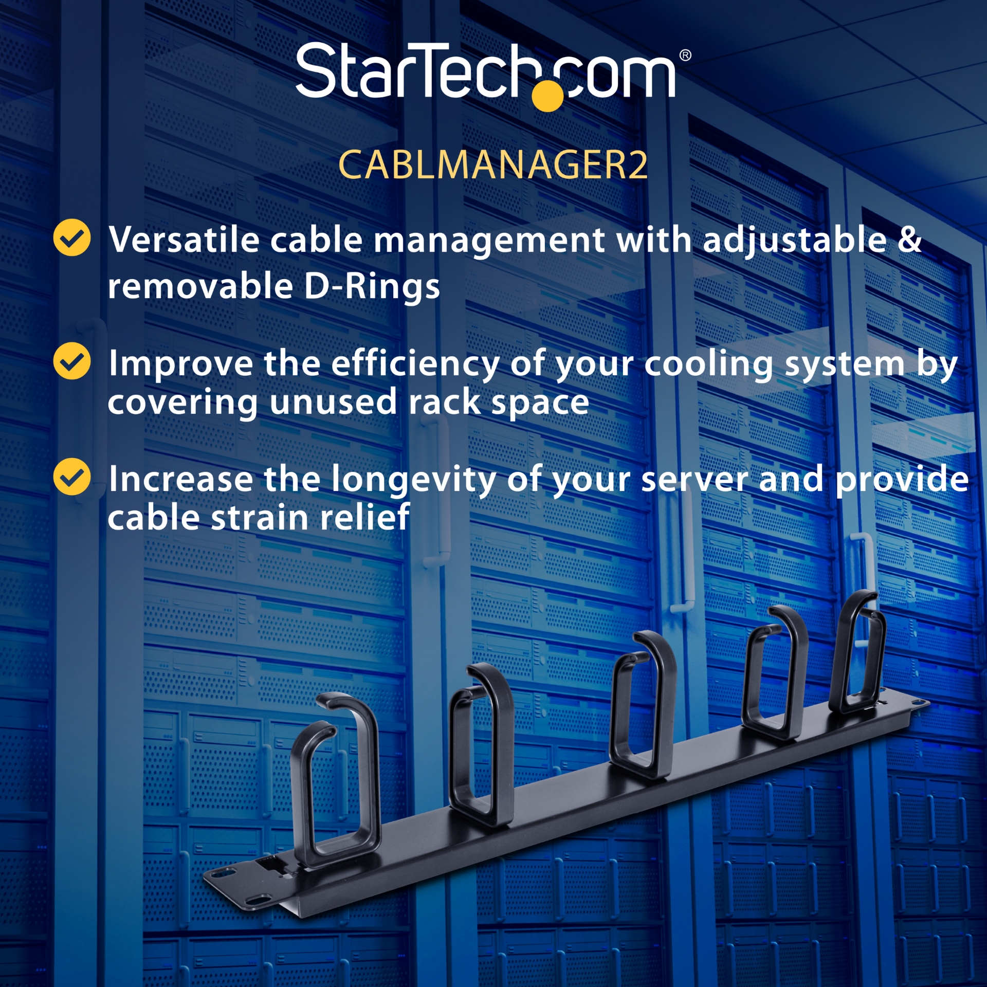 Cable Rack Panel StarTech.com 1U 19in Metal Rackmount Cable Management Panel - Zondox