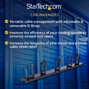 Picture of StarTech.com 1U 19in Metal Rackmount Cable Management Panel
