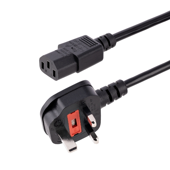 Picture of StarTech.com 10ft (3m) UK Computer Power Cable, 18AWG, BS 1363 to C13, 10A 250V, Black Replacement AC Power Cord, Kettle Lead / UK Power Cord, PC Power Supply Cable, TV/Monitor Power Cable