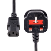 Picture of StarTech.com 10ft (3m) UK Computer Power Cable, 18AWG, BS 1363 to C13, 10A 250V, Black Replacement AC Power Cord, Kettle Lead / UK Power Cord, PC Power Supply Cable, TV/Monitor Power Cable