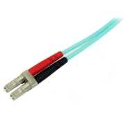 Picture of StarTech.com 10m (30ft) LC/UPC to LC/UPC OM3 Multimode Fiber Optic Cable, Full Duplex 50/125µm Zipcord Fiber Cable, 100G, Low Insertion Loss, LSZH Fiber Jumper Cord