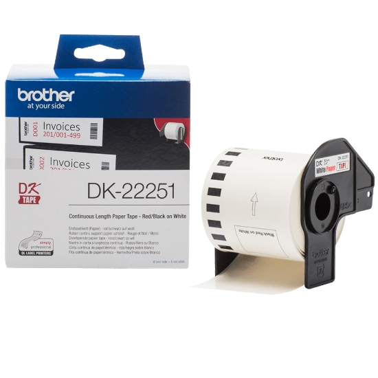 Picture of Brother DK-22251 label-making tape Black and red on white