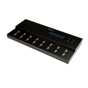 Picture of StarTech.com Standalone 1 to 15 USB Thumb Drive Duplicator and Eraser, Multiple USB Flash Drive Copier, System and File and Whole-Drive Copy at 1.5 GB/min, Single and 3-Pass Erase, LCD Display