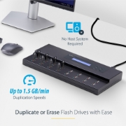 Picture of StarTech.com Standalone 1 to 15 USB Thumb Drive Duplicator and Eraser, Multiple USB Flash Drive Copier, System and File and Whole-Drive Copy at 1.5 GB/min, Single and 3-Pass Erase, LCD Display