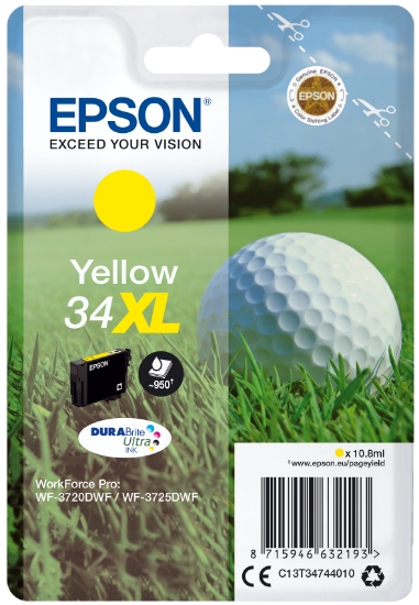 Picture of Epson Golf ball Singlepack Yellow 34XL DURABrite Ultra Ink