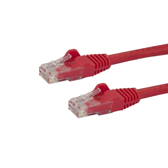 Picture of StarTech.com 100ft CAT6 Ethernet Cable - Red CAT 6 Gigabit Ethernet Wire -650MHz 100W PoE RJ45 UTP Network/Patch Cord Snagless w/Strain Relief Fluke Tested/Wiring is UL Certified/TIA