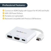 Picture of StarTech.com USB-C Multiport Adapter with HDMI - USB 3.0 Port - 60W PD - White