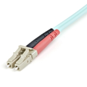 Picture of StarTech.com 1m (3ft) LC/UPC to LC/UPC OM3 Multimode Fiber Optic Cable, Full Duplex 50/125µm Zipcord Fiber Cable, 100G, Low Insertion Loss, LSZH Fiber Jumper Cord