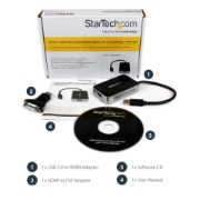 Picture of StarTech.com USB 3.0 to HDMI Adapter w/ 1x USB, USB to HDMI Monitor Converter for Windows (no support for macOS/ChromeOS/Linux) - TAA